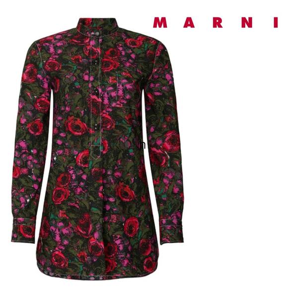 EUC $750 Marni Starlight Floral Blouse IT 46 US 10 - Picture 1 of 9